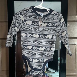 Old Navy Navy Blue Bear Print Kids One Piece; size 12-18 months